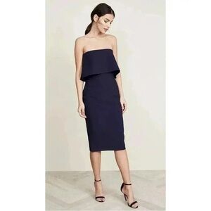 Likely Strapless Driggs Ruffle Sheath Dress in Dark Navy Size 8
